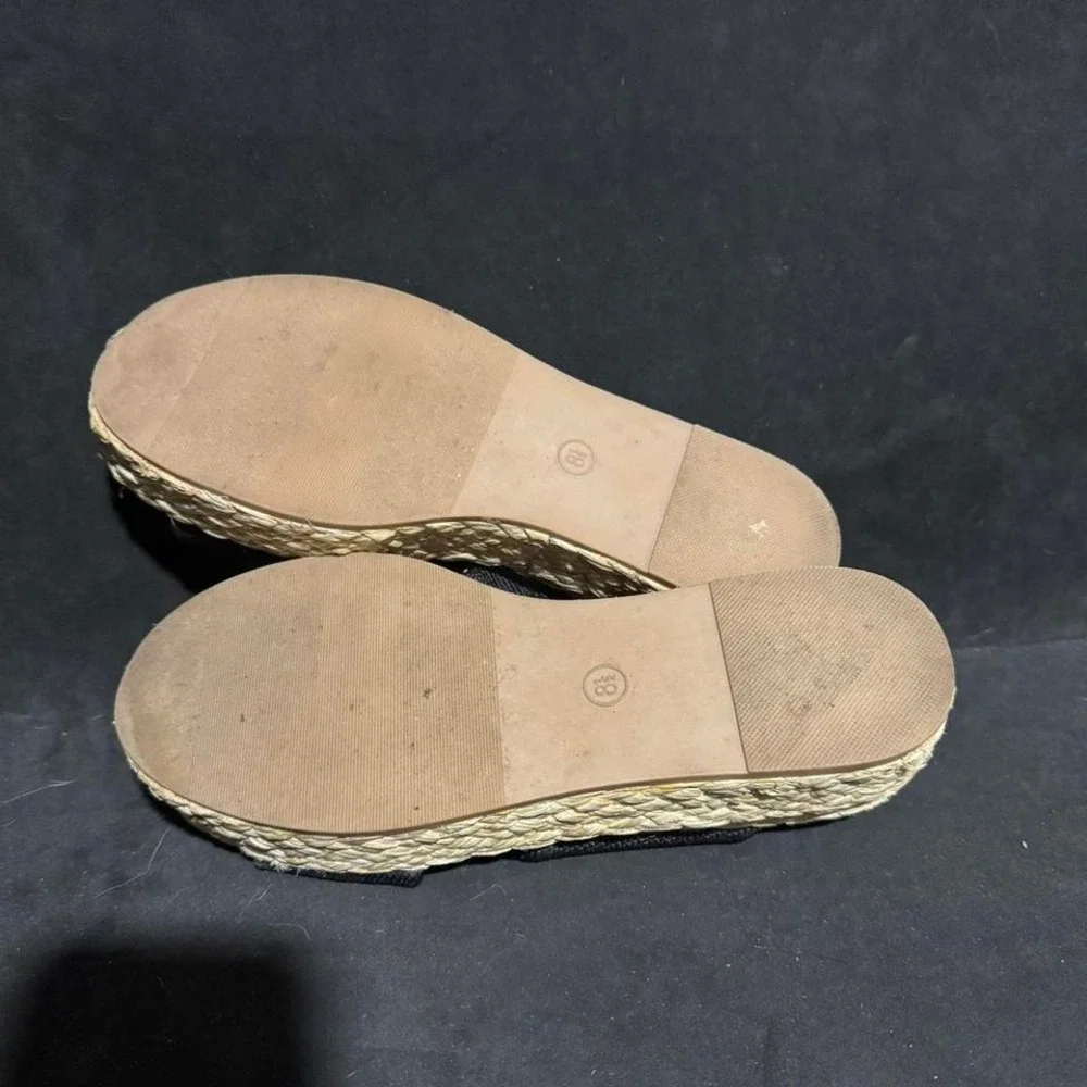 Black Espadrille Wedge Sandals‎ (Women's 8.5)